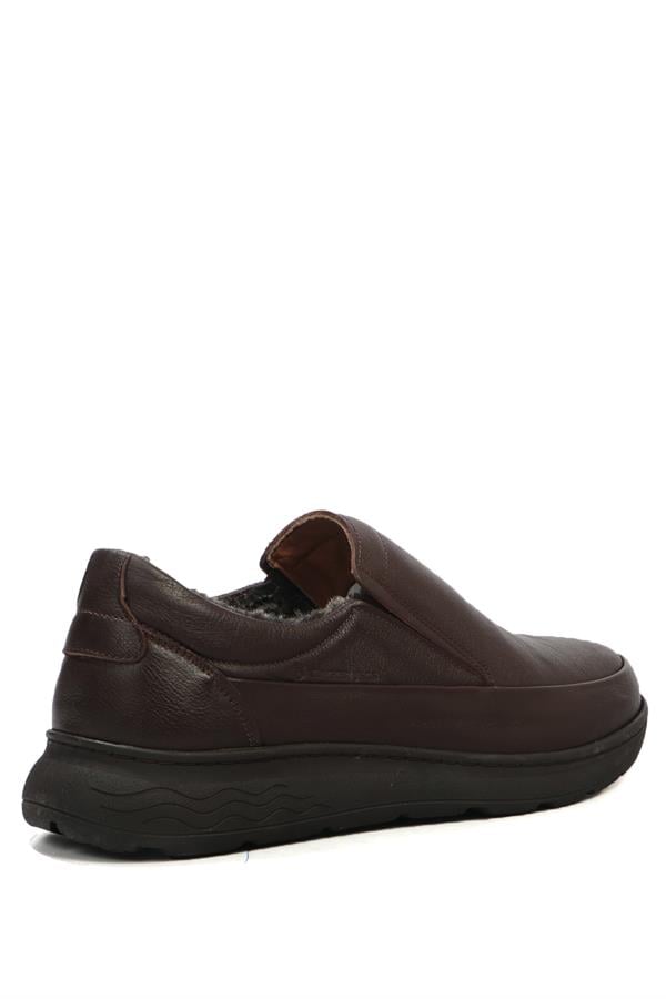 True Leather Furry Brown Men's Shoes