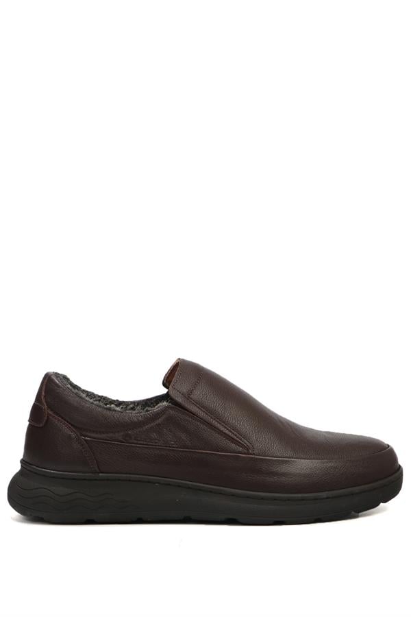 True Leather Furry Brown Men's Shoes