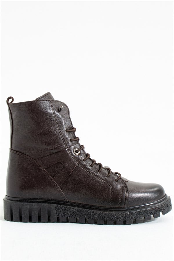 Real Leather Brown Outdoor Women's Boots