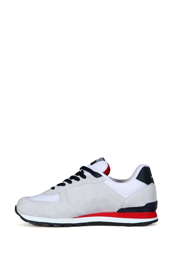 Peruvian True Leather Dirty White And Red Men's Sports Shoes