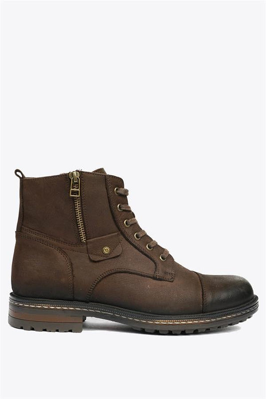 Genuine Leather Coffee Stick Outdoor Men's Boot
