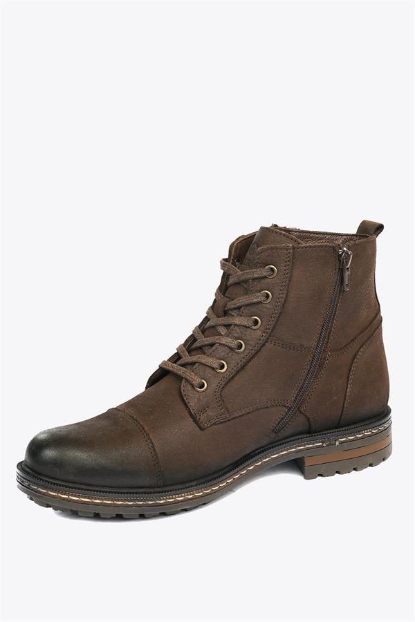 Genuine Leather Coffee Stick Outdoor Men's Boot