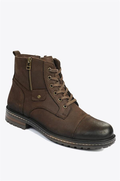 Genuine Leather Coffee Stick Outdoor Men's Boot