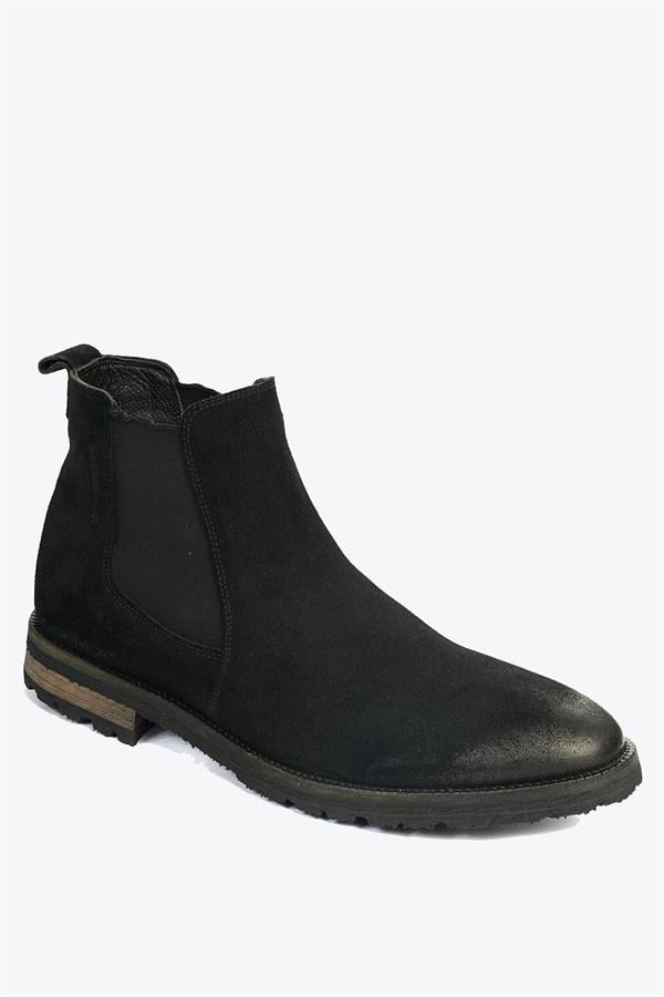Real Leather Black Suede Outdoor Men's Boots