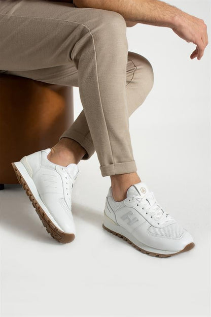 Peruvian True Leather White Pancake Men's Sports Shoes