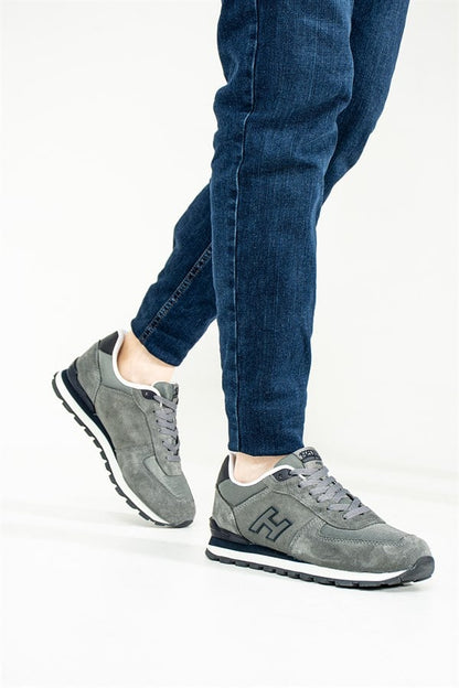 Peruvian Leather Grey Men's Sports Shoes