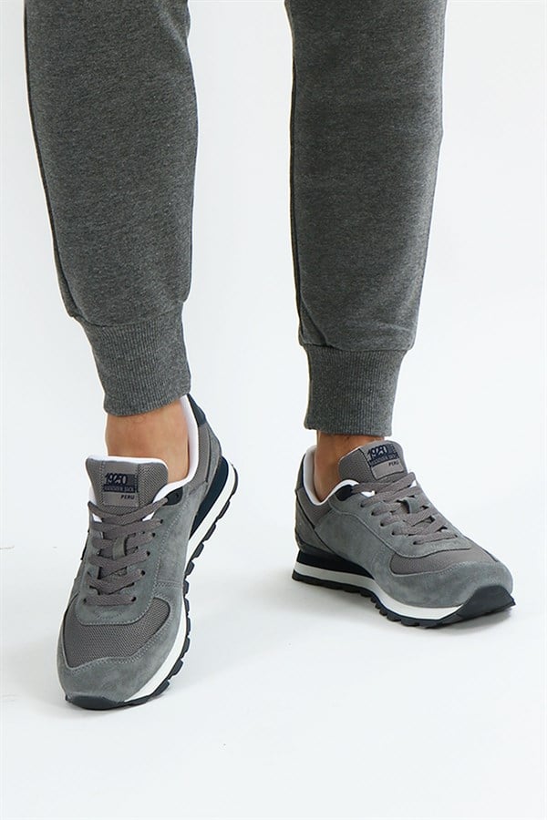 Peruvian Genuine Leather Grey Men's Sports Shoes