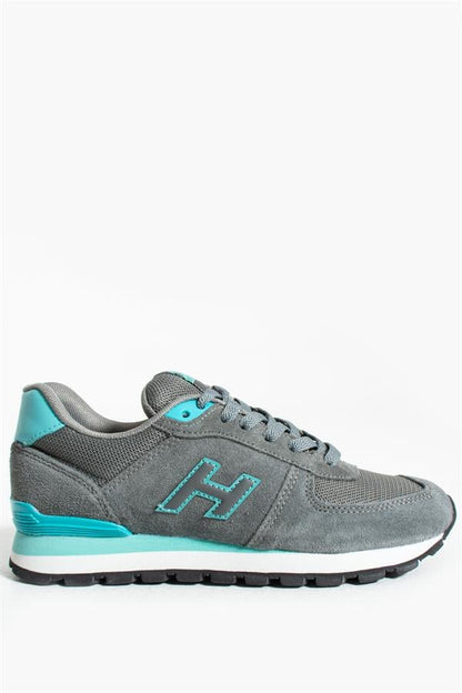 Peruvian Genuine Leather Grey Turquoise Women's Sports Shoes
