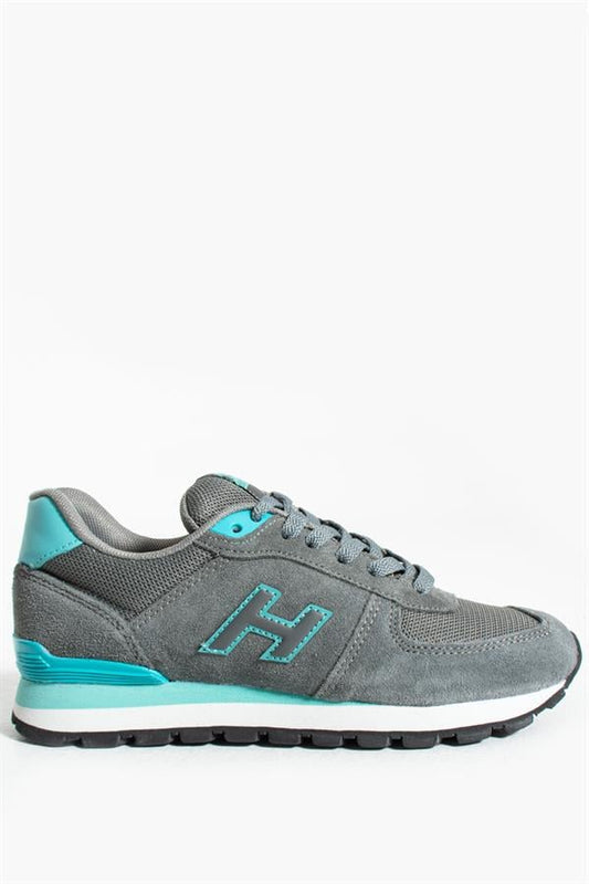 Peruvian Genuine Leather Grey Turquoise Women's Sports Shoes