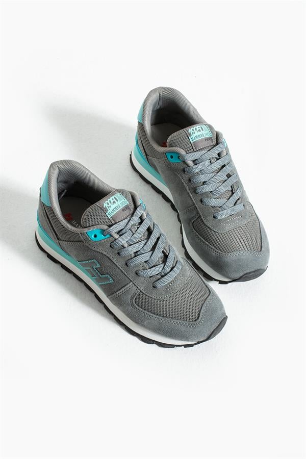 Peruvian Genuine Leather Grey Turquoise Women's Sports Shoes