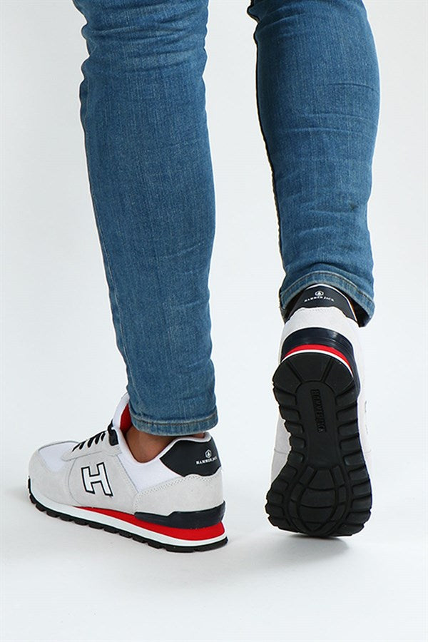 Peruvian True Leather Dirty White And Red Men's Sports Shoes
