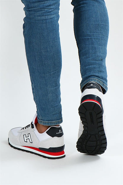 Peruvian True Leather Dirty White And Red Men's Sports Shoes