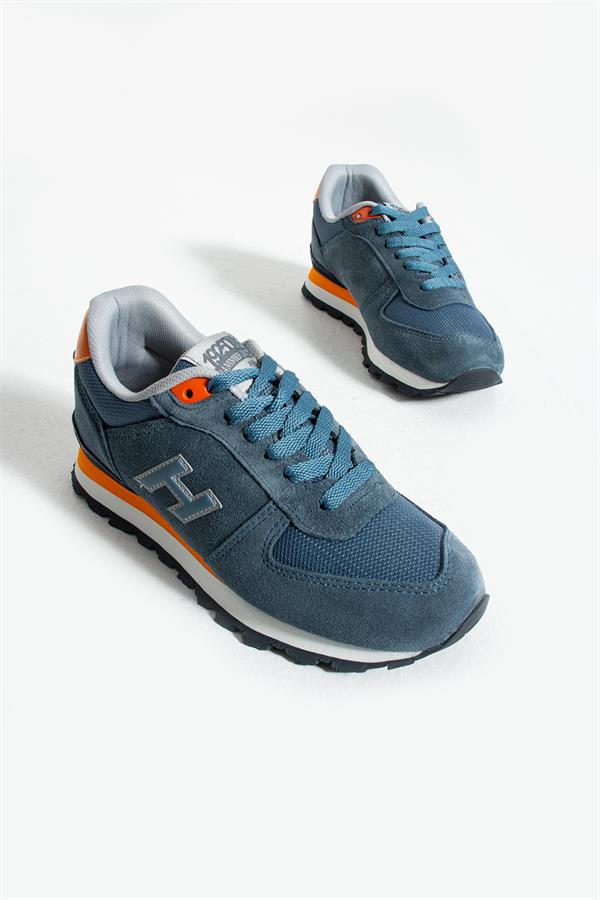 Peru Real Leather Coat Blue Grayed Women's Sports Shoes