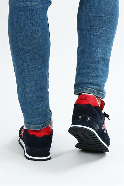 Peruvian Genuine Leather Navy Grey Red Men's Athletic Shoes
