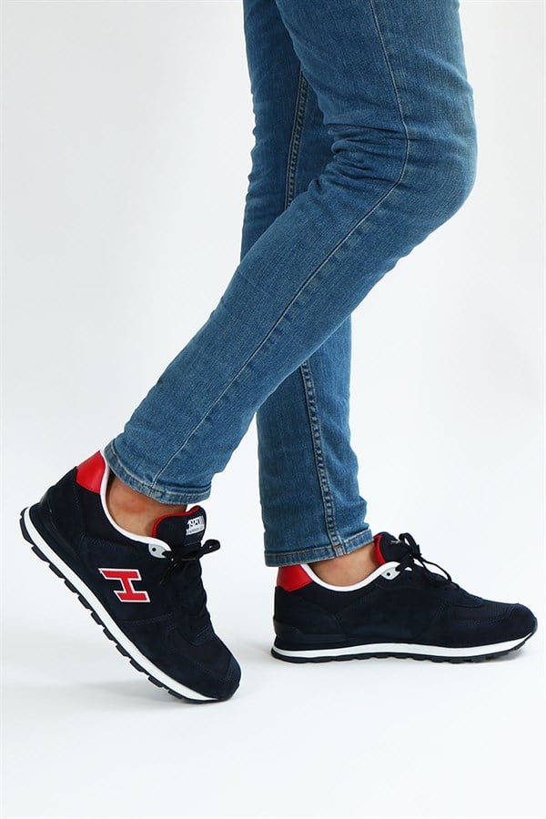 Peruvian Genuine Leather Navy Grey Red Men's Athletic Shoes