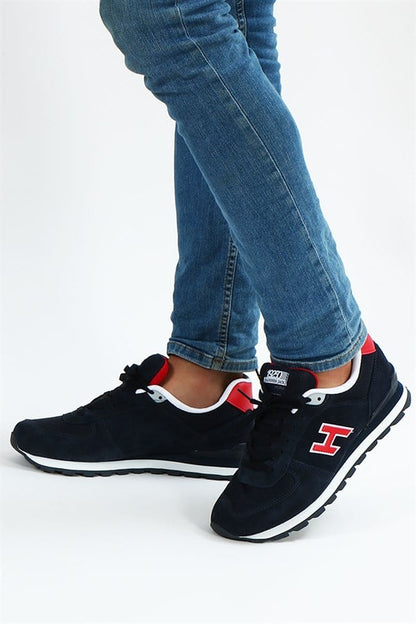 Peruvian Genuine Leather Navy Grey Red Men's Athletic Shoes