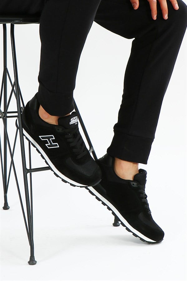 Peruvian Genuine Leather Black Men's Athletic Shoes