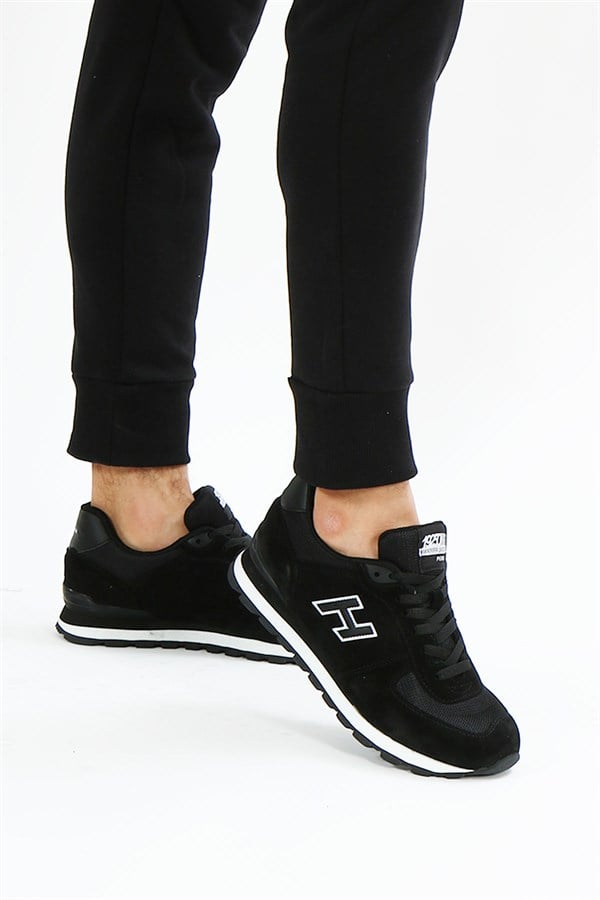 Peruvian Genuine Leather Black Men's Athletic Shoes