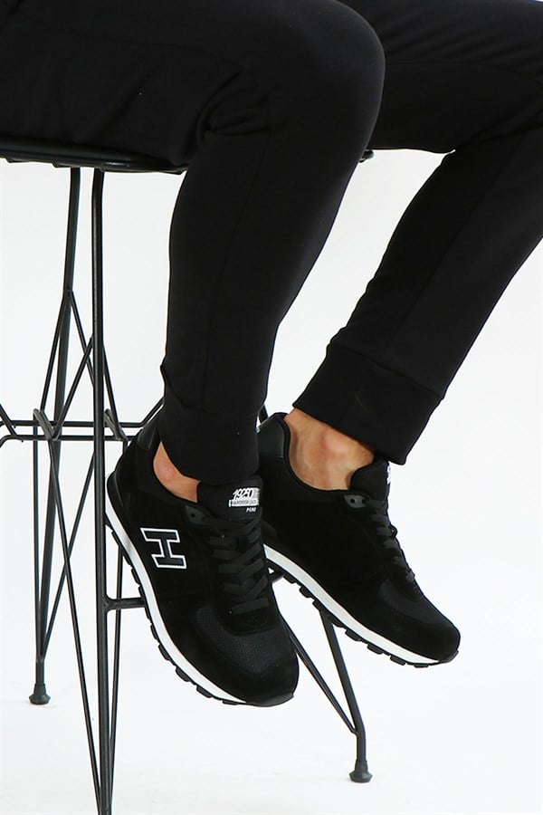 Peruvian Genuine Leather Black Men's Athletic Shoes