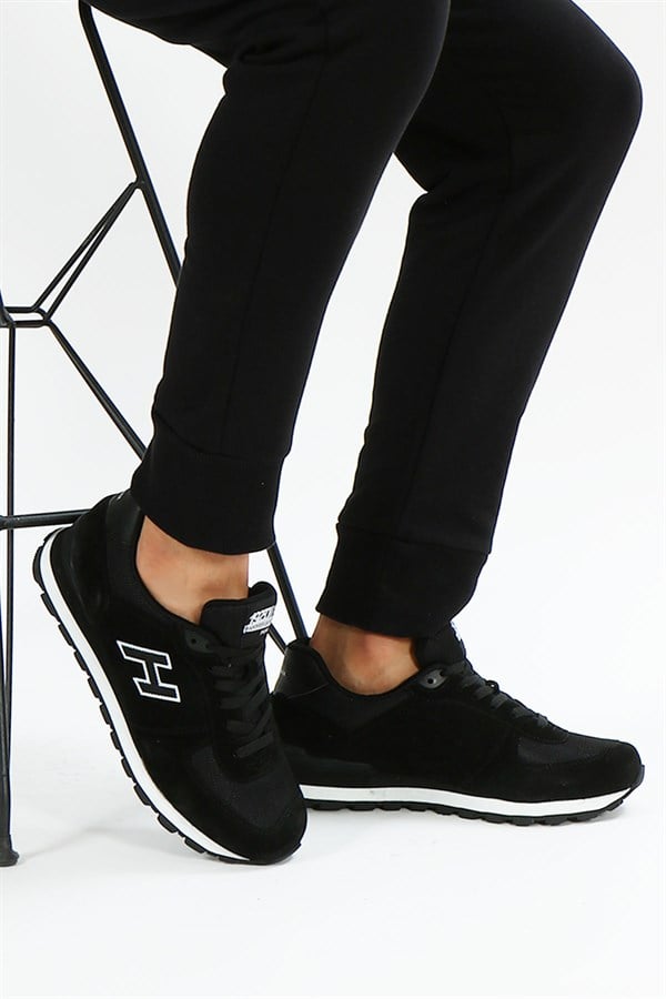 Peruvian Genuine Leather Black Men's Athletic Shoes