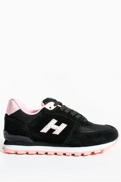 Peruvian Genuine Leather Black And Pink Women's Sports Shoes