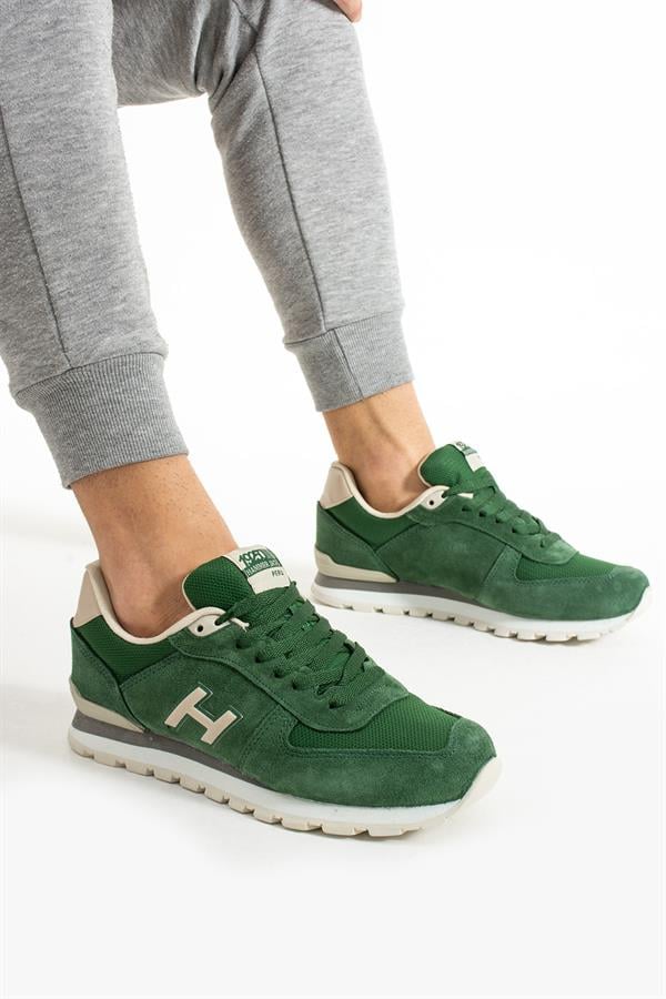 Peruvian Leather Green Grey Men's Sports Shoes