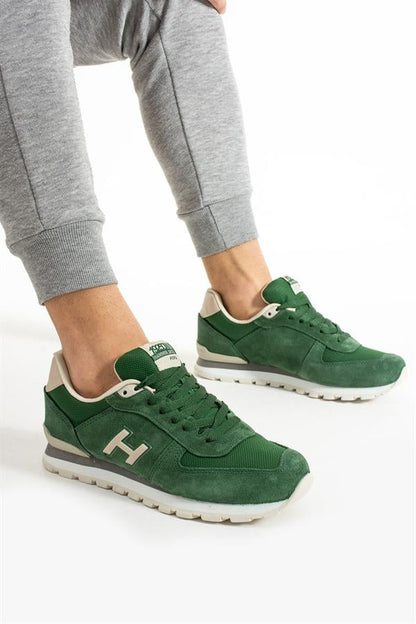 Peruvian Leather Green Grey Men's Sports Shoes
