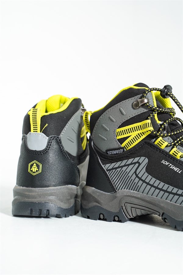 Waterproof, Black, Yellow Outdoor Children's Boots
