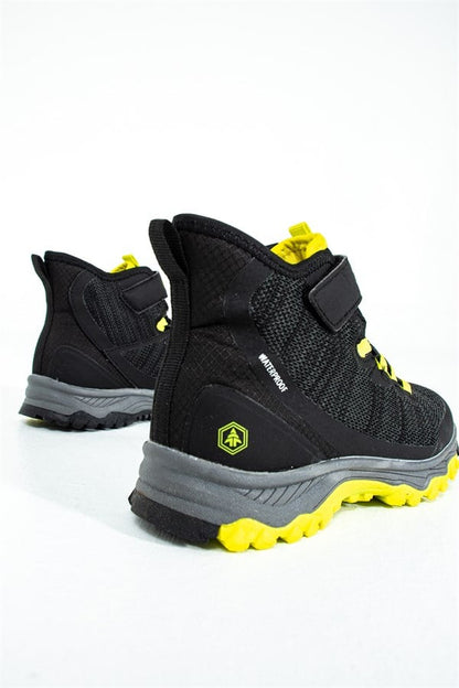 Waterproof Black Yellow Outdoor Boys Boots