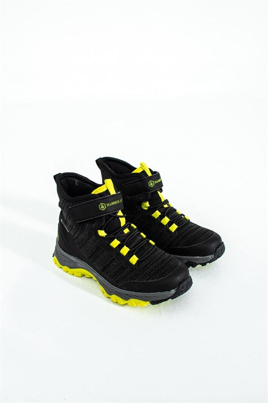 Waterproof Black Yellow Outdoor Boys Boots
