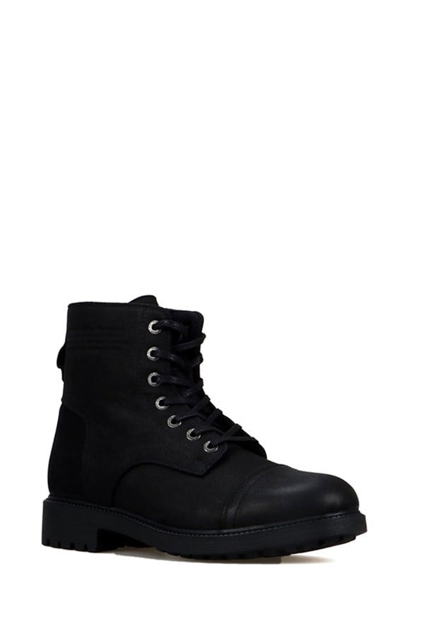 Real Leather Black  Men's Boots