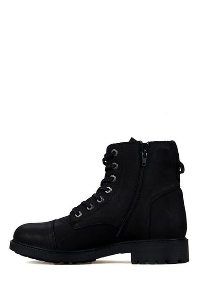 Real Leather Black  Men's Boots