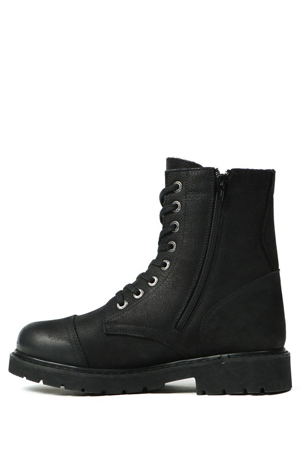 Real Leather Black  Men's Boots