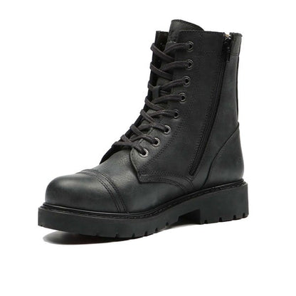 Real Leather Black  Women's Boots