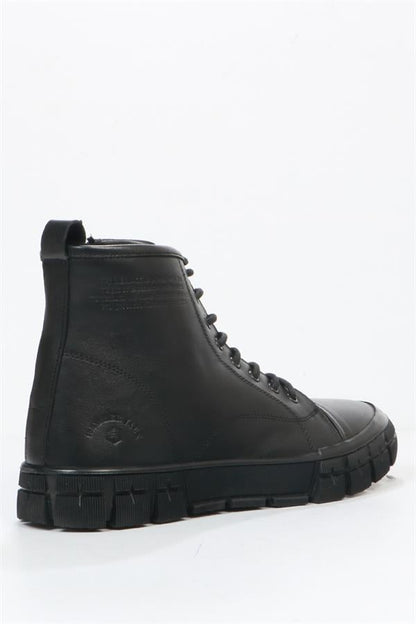 Black Leather Outdoor Men's Boots
