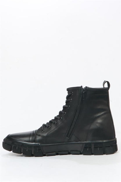 Black Leather Outdoor Men's Boots