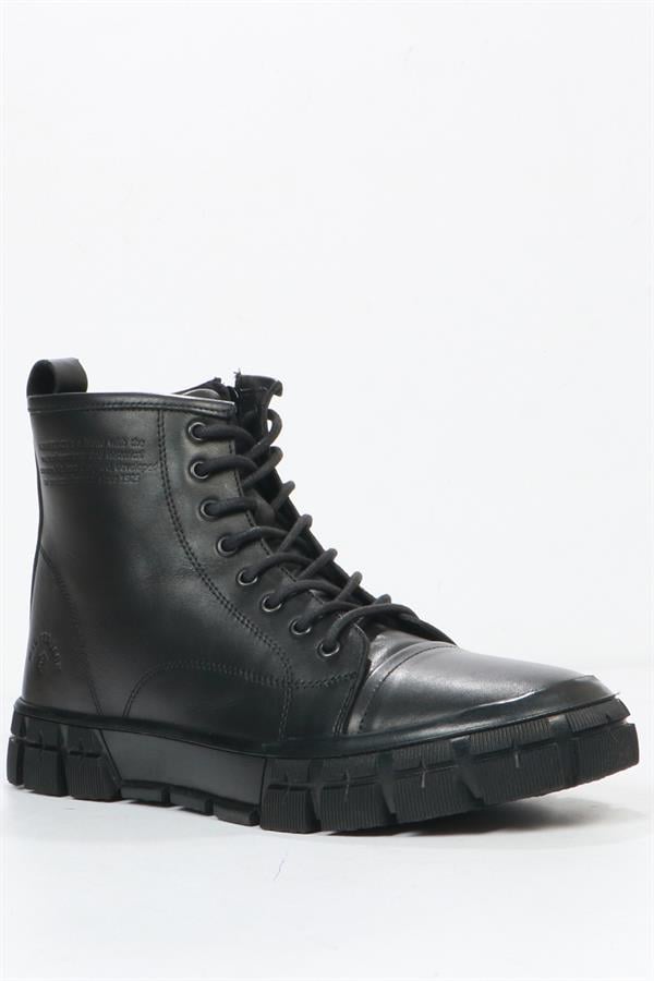 Black Leather Outdoor Men's Boots