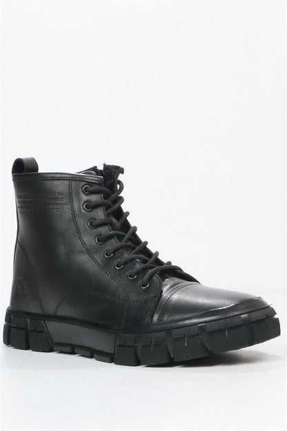 Black Leather Outdoor Men's Boots