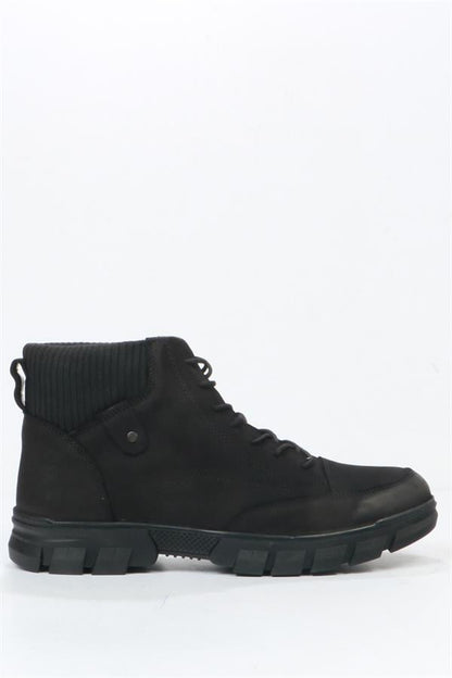 Real Leather Black Outdoor Men's Boots