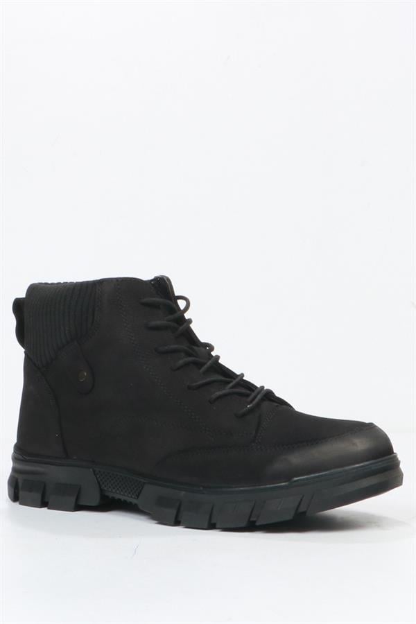 Real Leather Black Outdoor Men's Boots