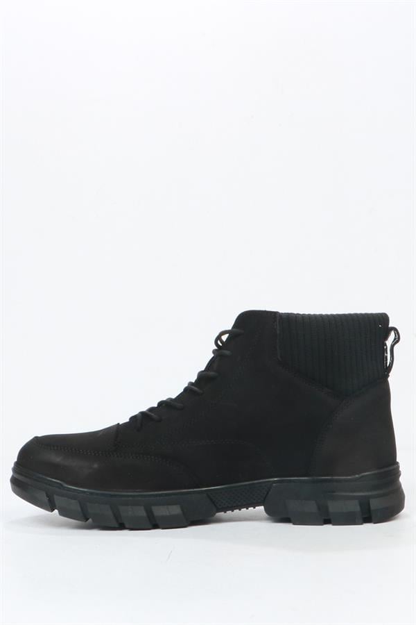 Real Leather Black Outdoor Men's Boots