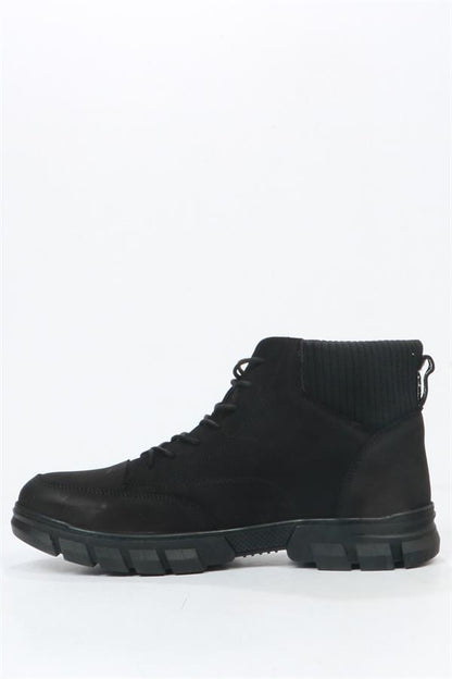Real Leather Black Outdoor Men's Boots