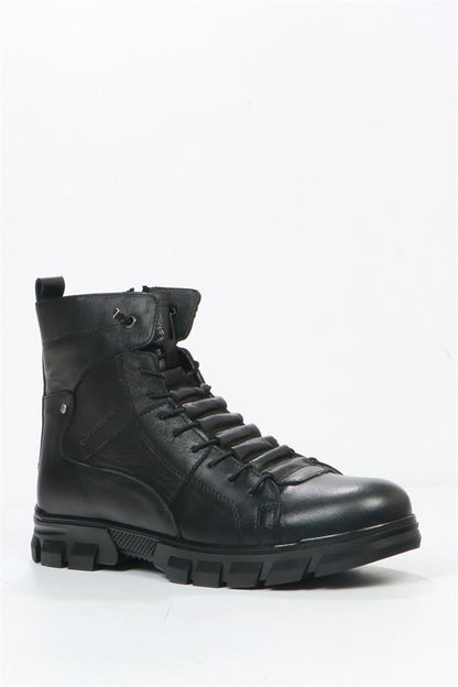 True Leather Black Outdoor Men's Boots