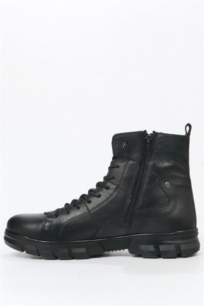 True Leather Black Outdoor Men's Boots