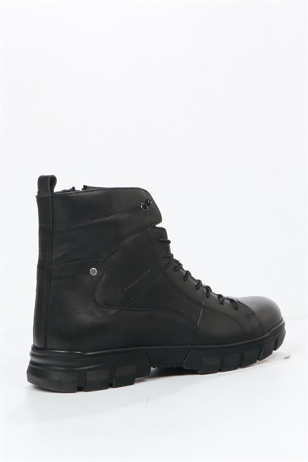True Leather Black Outdoor Men's Boots
