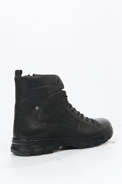 True Leather Black Outdoor Men's Boots