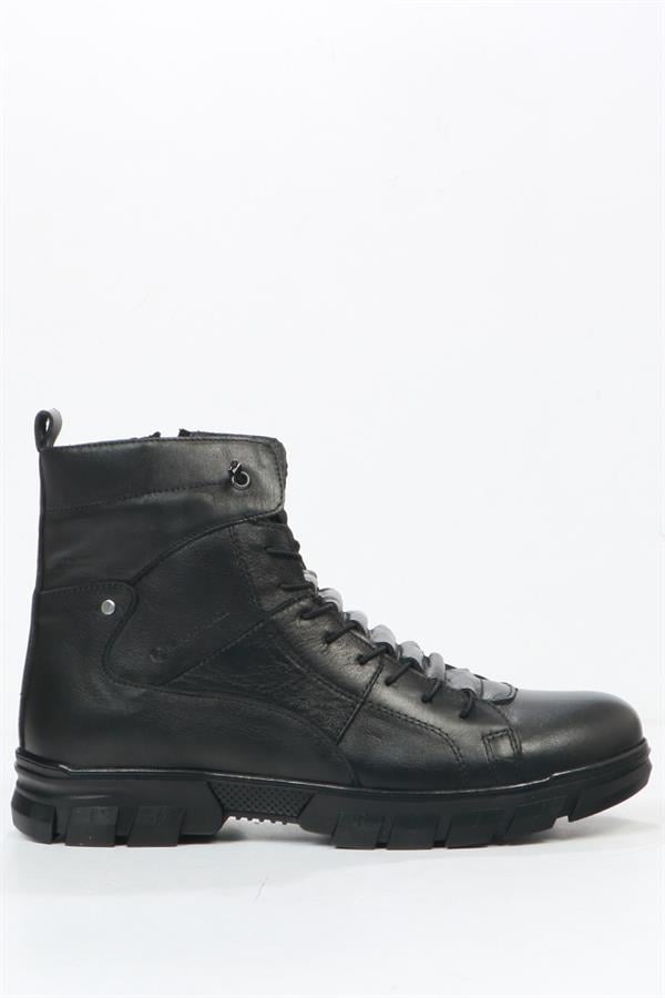 True Leather Black Outdoor Men's Boots