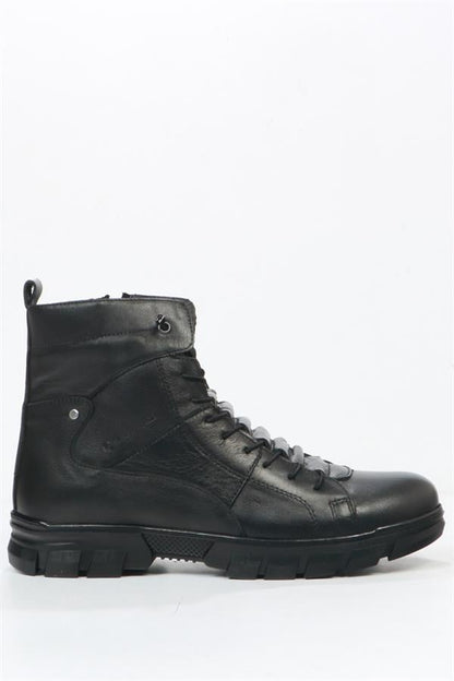 True Leather Black Outdoor Men's Boots