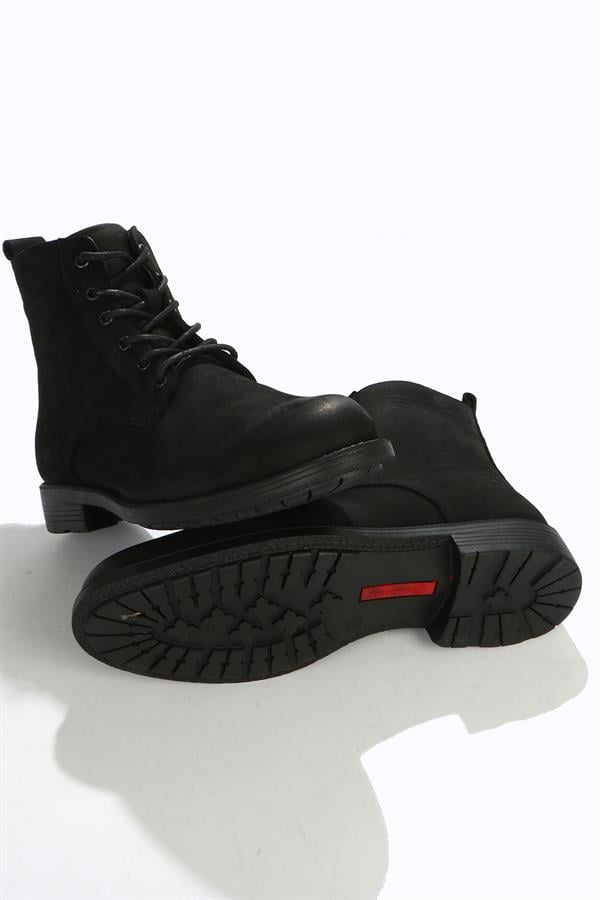 Black Leather Outdoor Men's Boots