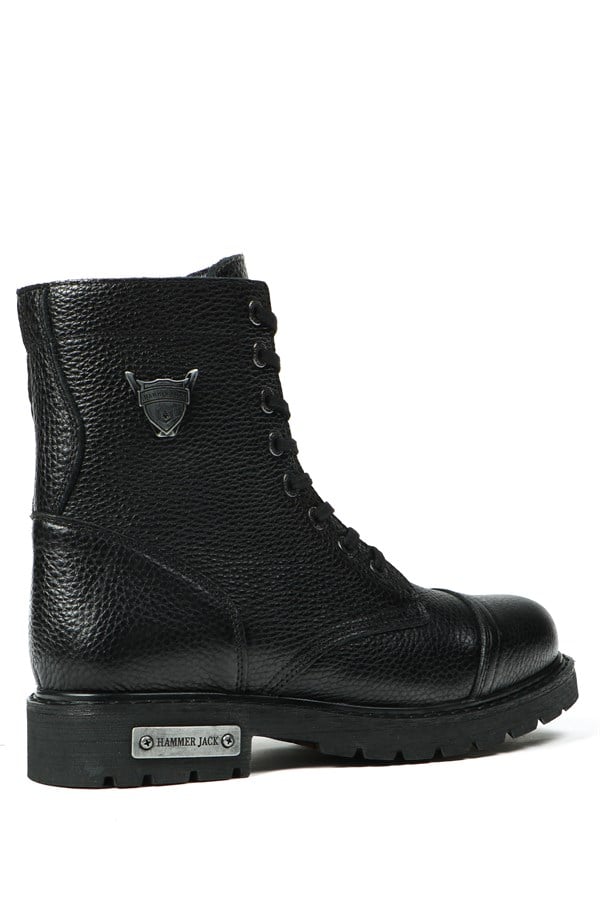 Genuine Leather Black Floater Men's Boots